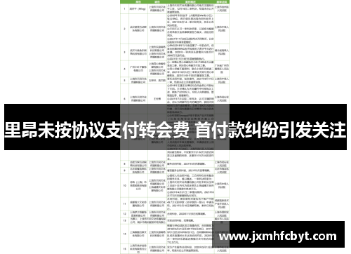 里昂未按协议支付转会费 首付款纠纷引发关注